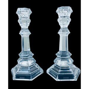 Authentic Tiffany & Co. Vintage Plymouth Crystal 8” Candlestick Holders Set